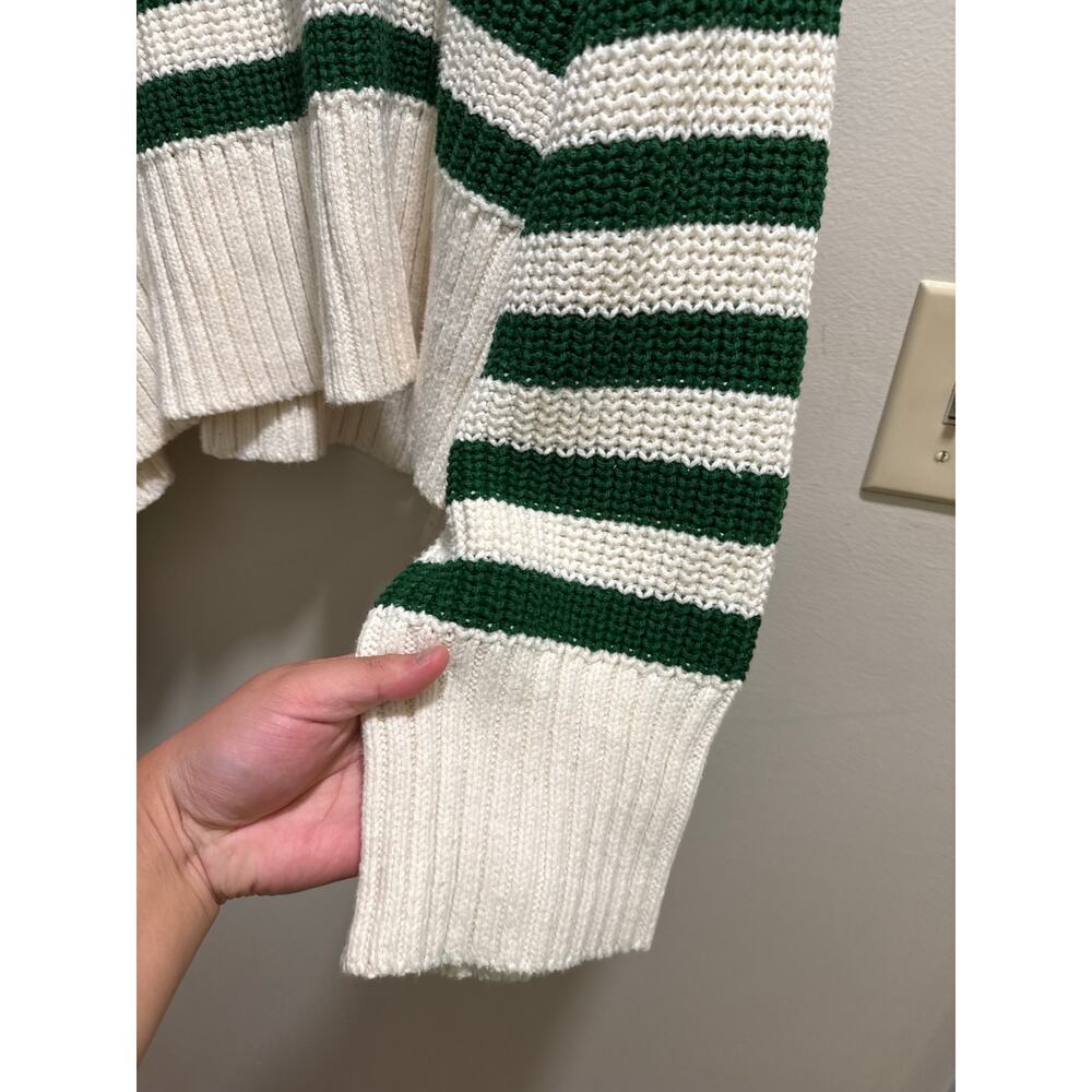 Madewell | NEW Wide Rib Turtleneck Sweater in Varsity Green/White Stripe Preppy - Picture 10 of 15